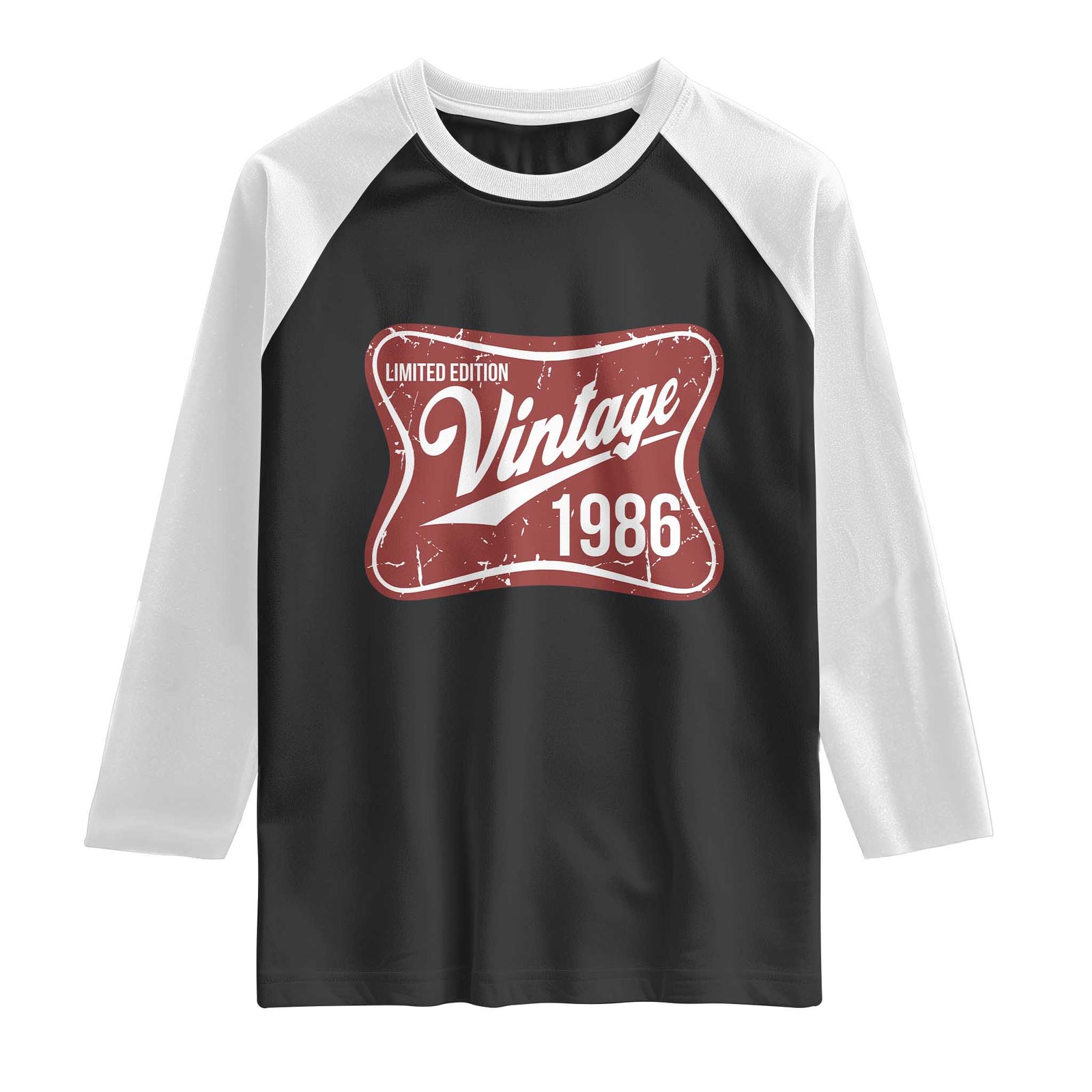 40th Birthday Beer Lover Vintage 1986 Limited Edition Raglan Shirt Red Metal Beer Soft Sign Graphic TS11 Black White Print Your Wear