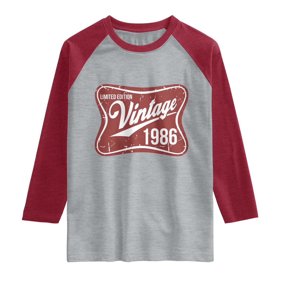 40th Birthday Beer Lover Vintage 1986 Limited Edition Raglan Shirt Red Metal Beer Soft Sign Graphic