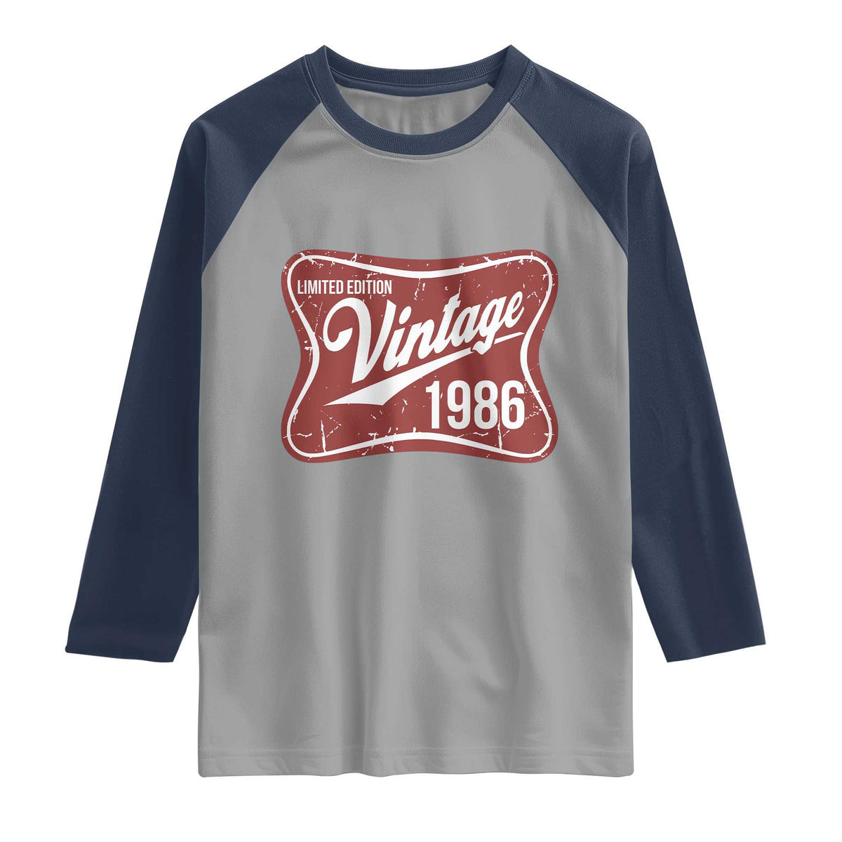 40th Birthday Beer Lover Vintage 1986 Limited Edition Raglan Shirt Red Metal Beer Soft Sign Graphic