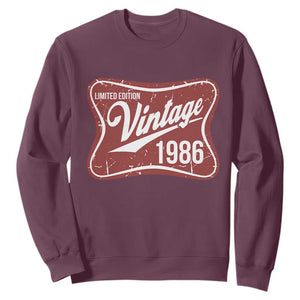 40th Birthday Beer Lover Vintage 1986 Limited Edition Sweatshirt Red Metal Beer Soft Sign Graphic