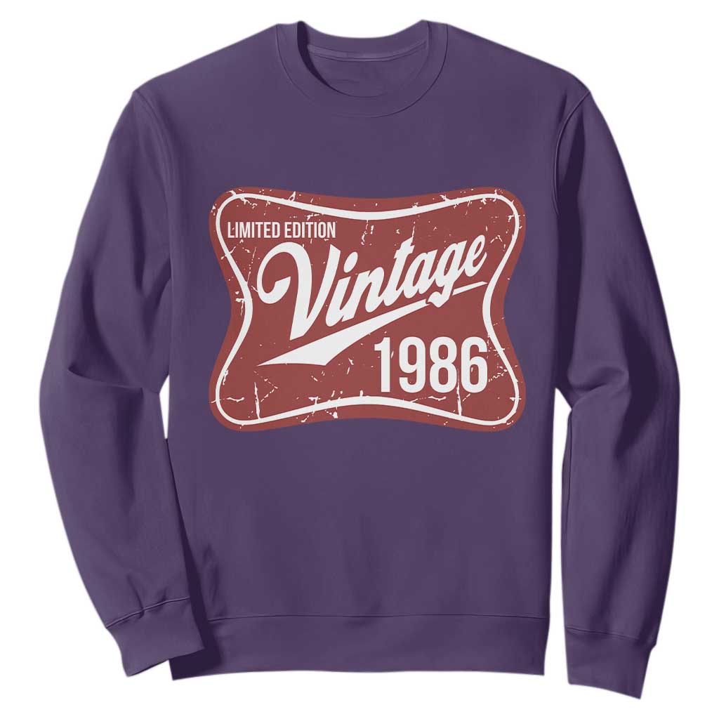 40th Birthday Beer Lover Vintage 1986 Limited Edition Sweatshirt Red Metal Beer Soft Sign Graphic