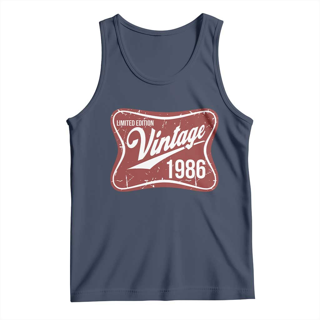 40th Birthday Beer Lover Vintage 1986 Limited Edition Tank Top Red Metal Beer Soft Sign Graphic