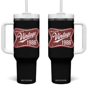 40th Birthday Beer Lover Vintage 1986 Limited Edition Tumbler With Handle Red Metal Beer Soft Sign Graphic