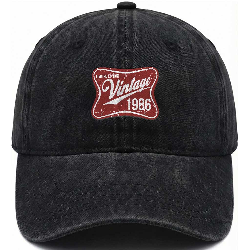40th Birthday Beer Lover Vintage 1986 Limited Edition Washed Cotton Baseball Cap Red Metal Beer Soft Sign Graphic TS11 Print Your Wear