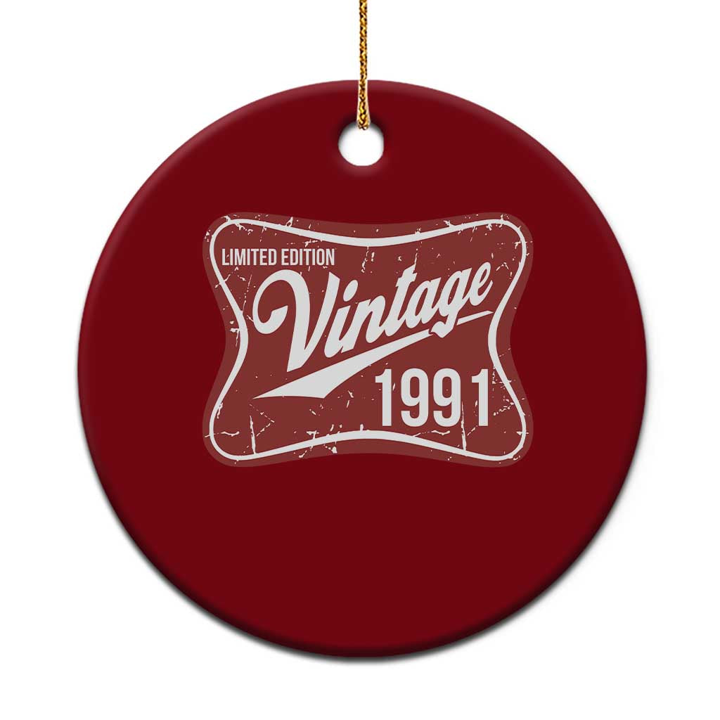35th Birthday Beer Lover Vintage 1991 Limited Edition Ceramic Ornament Red Metal Beer Soft Sign Graphic TS11 1pc Red Print Your Wear