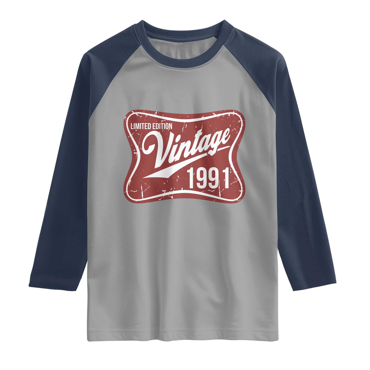 35th Birthday Beer Lover Vintage 1991 Limited Edition Raglan Shirt Red Metal Beer Soft Sign Graphic