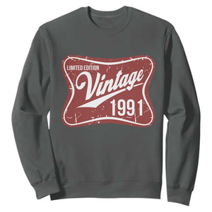 35th Birthday Beer Lover Vintage 1991 Limited Edition Sweatshirt Red Metal Beer Soft Sign Graphic