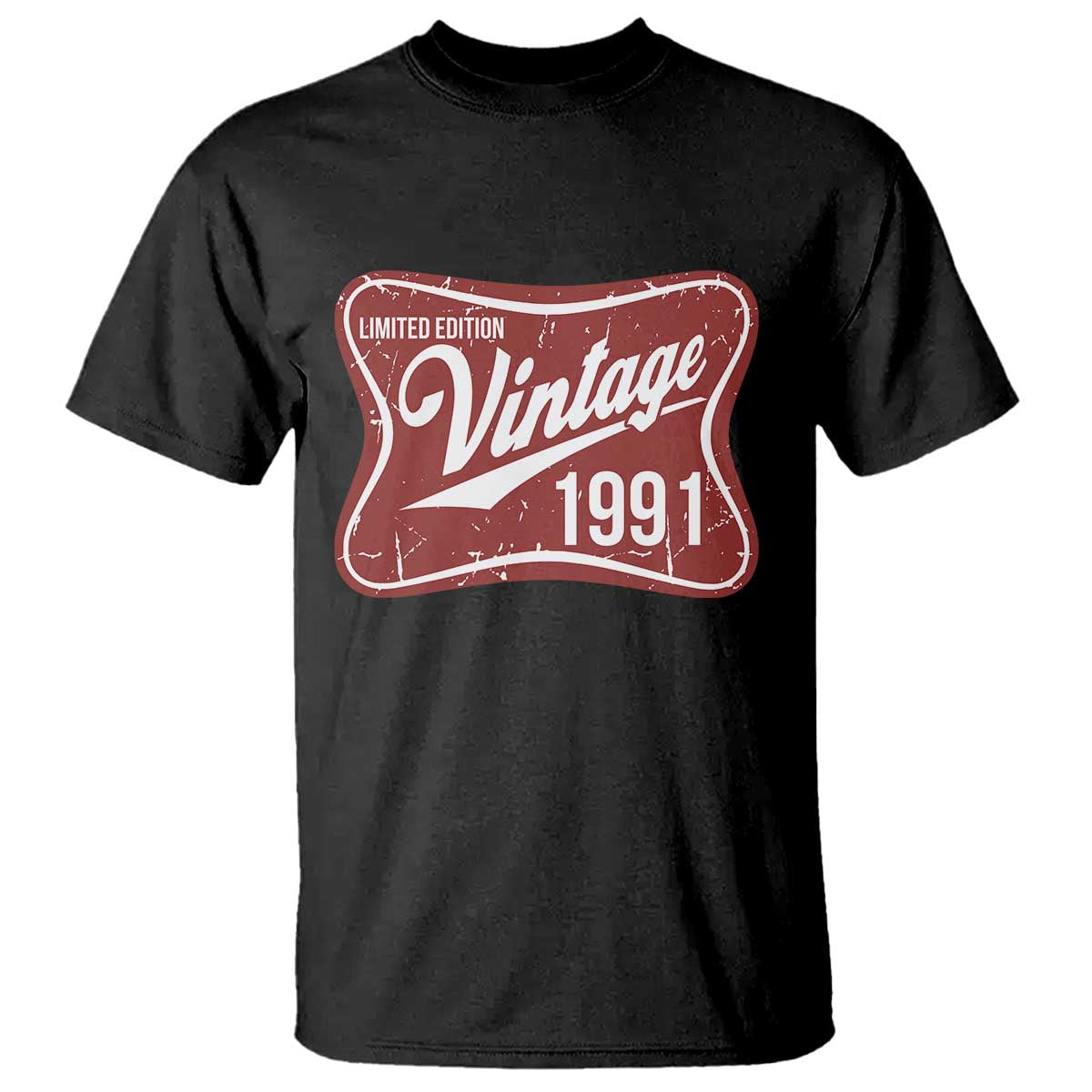 35th Birthday Beer Lover Vintage 1991 Limited Edition T Shirt Red Metal Beer Soft Sign Graphic TS11 Black Print Your Wear