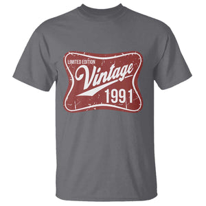 35th Birthday Beer Lover Vintage 1991 Limited Edition T Shirt Red Metal Beer Soft Sign Graphic