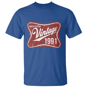 35th Birthday Beer Lover Vintage 1991 Limited Edition T Shirt Red Metal Beer Soft Sign Graphic