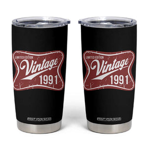 35th Birthday Beer Lover Vintage 1991 Limited Edition Tumbler Cup Red Metal Beer Soft Sign Graphic