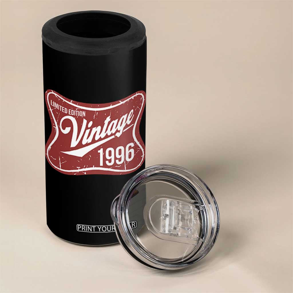 30th Birthday Beer Lover Vintage 1996 Limited Edition 4 in 1 Can Cooler Tumbler Red Metal Beer Soft Sign Graphic