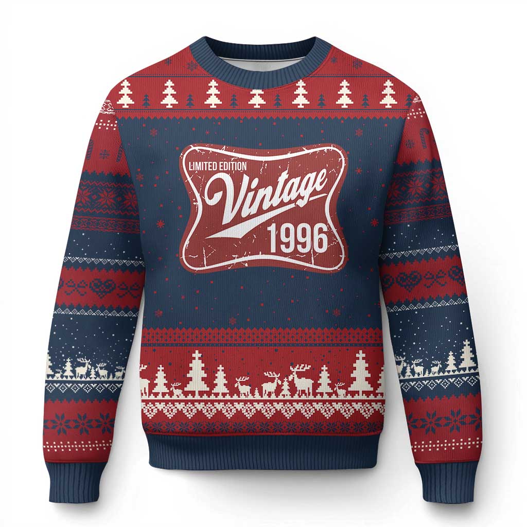 30th Birthday Beer Lover Vintage 1996 Limited Edition Ugly Christmas Sweater Red Metal Beer Soft Sign Graphic