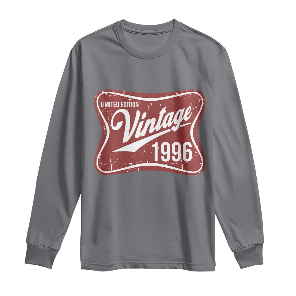 30th Birthday Beer Lover Vintage 1996 Limited Edition Long Sleeve Shirt Red Metal Beer Soft Sign Graphic