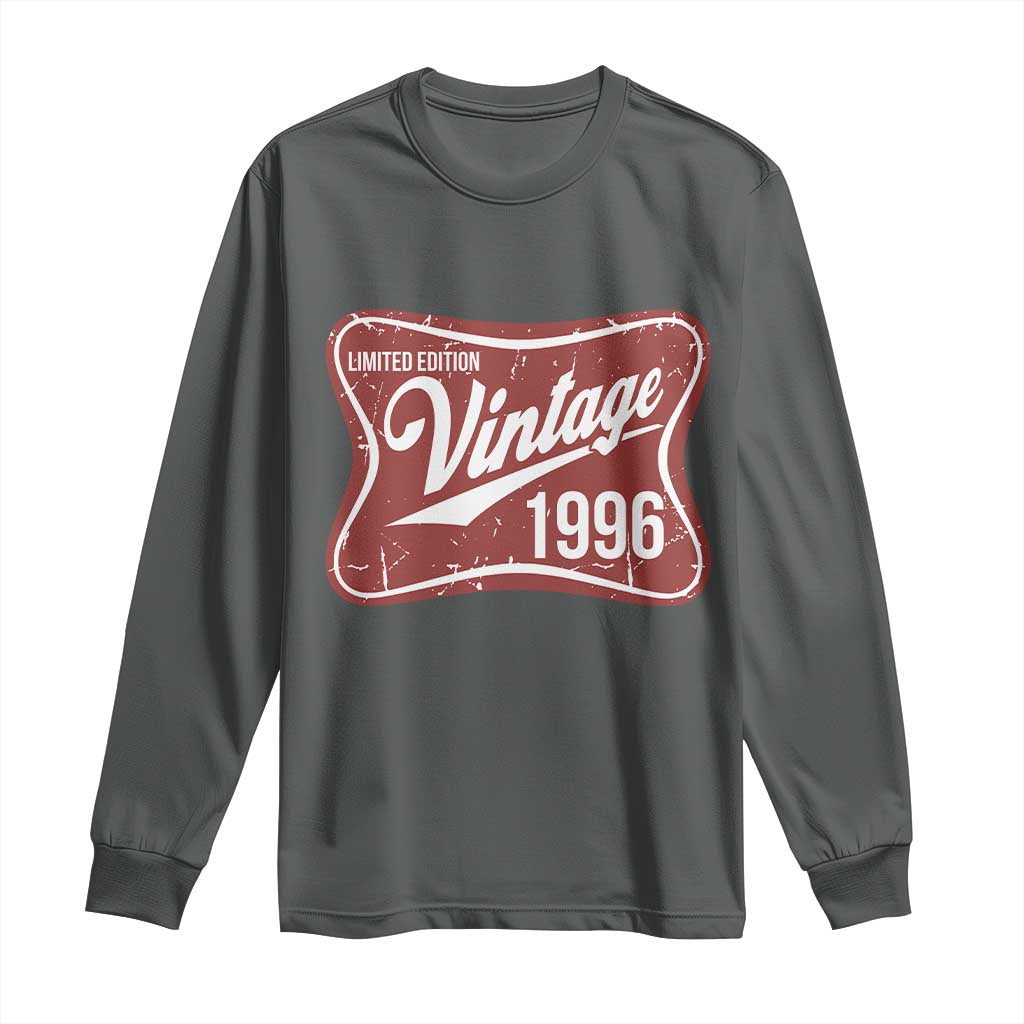30th Birthday Beer Lover Vintage 1996 Limited Edition Long Sleeve Shirt Red Metal Beer Soft Sign Graphic