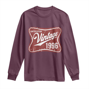 30th Birthday Beer Lover Vintage 1996 Limited Edition Long Sleeve Shirt Red Metal Beer Soft Sign Graphic