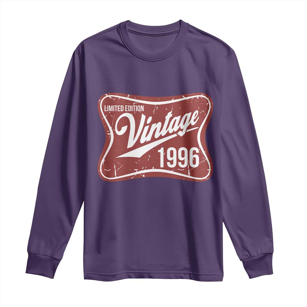 30th Birthday Beer Lover Vintage 1996 Limited Edition Long Sleeve Shirt Red Metal Beer Soft Sign Graphic