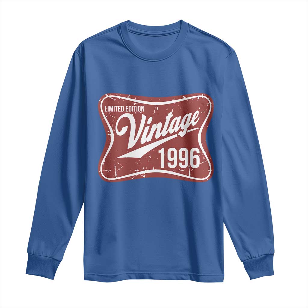 30th Birthday Beer Lover Vintage 1996 Limited Edition Long Sleeve Shirt Red Metal Beer Soft Sign Graphic