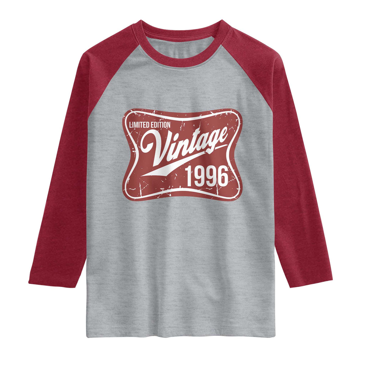 30th Birthday Beer Lover Vintage 1996 Limited Edition Raglan Shirt Red Metal Beer Soft Sign Graphic