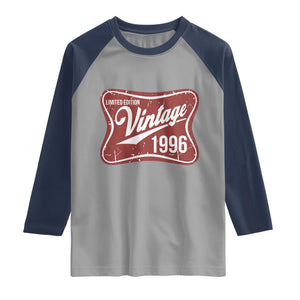 30th Birthday Beer Lover Vintage 1996 Limited Edition Raglan Shirt Red Metal Beer Soft Sign Graphic