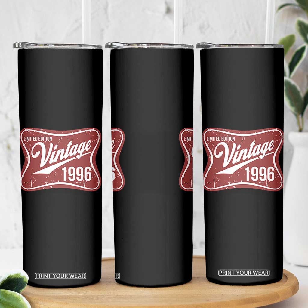 30th Birthday Beer Lover Vintage 1996 Limited Edition Skinny Tumbler Red Metal Beer Soft Sign Graphic