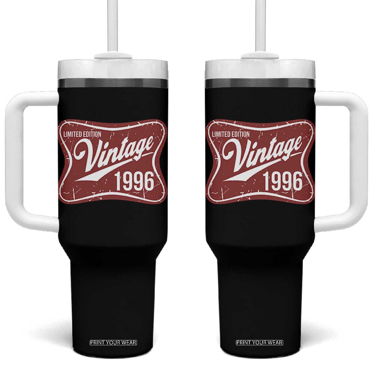 30th Birthday Beer Lover Vintage 1996 Limited Edition Tumbler With Handle Red Metal Beer Soft Sign Graphic