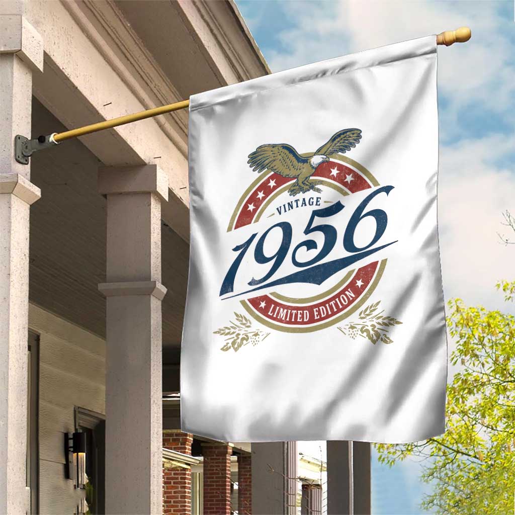 70th Birthday Beer Lover Vintage 1956 Limited Edition Garden Flag Bald Eagle