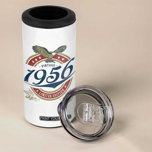 70th Birthday Beer Lover Vintage 1956 Limited Edition 4 in 1 Can Cooler Tumbler Bald Eagle