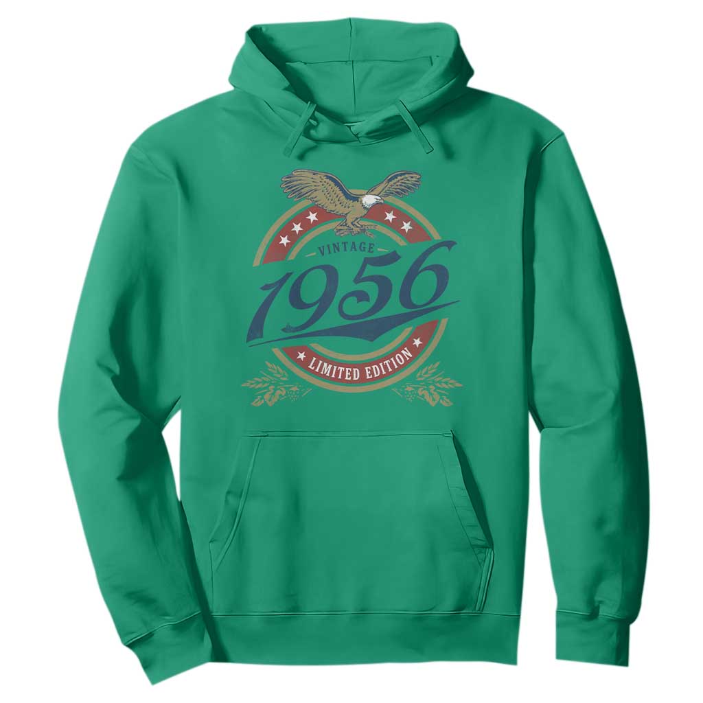 70th Birthday Beer Lover Vintage 1956 Limited Edition Hoodie Bald Eagle