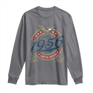 70th Birthday Beer Lover Vintage 1956 Limited Edition Long Sleeve Shirt Bald Eagle