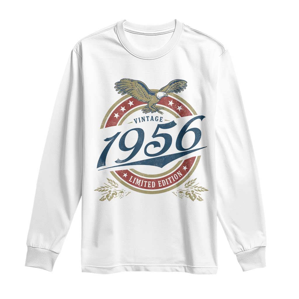70th Birthday Beer Lover Vintage 1956 Limited Edition Long Sleeve Shirt Bald Eagle TS11 White Print Your Wear