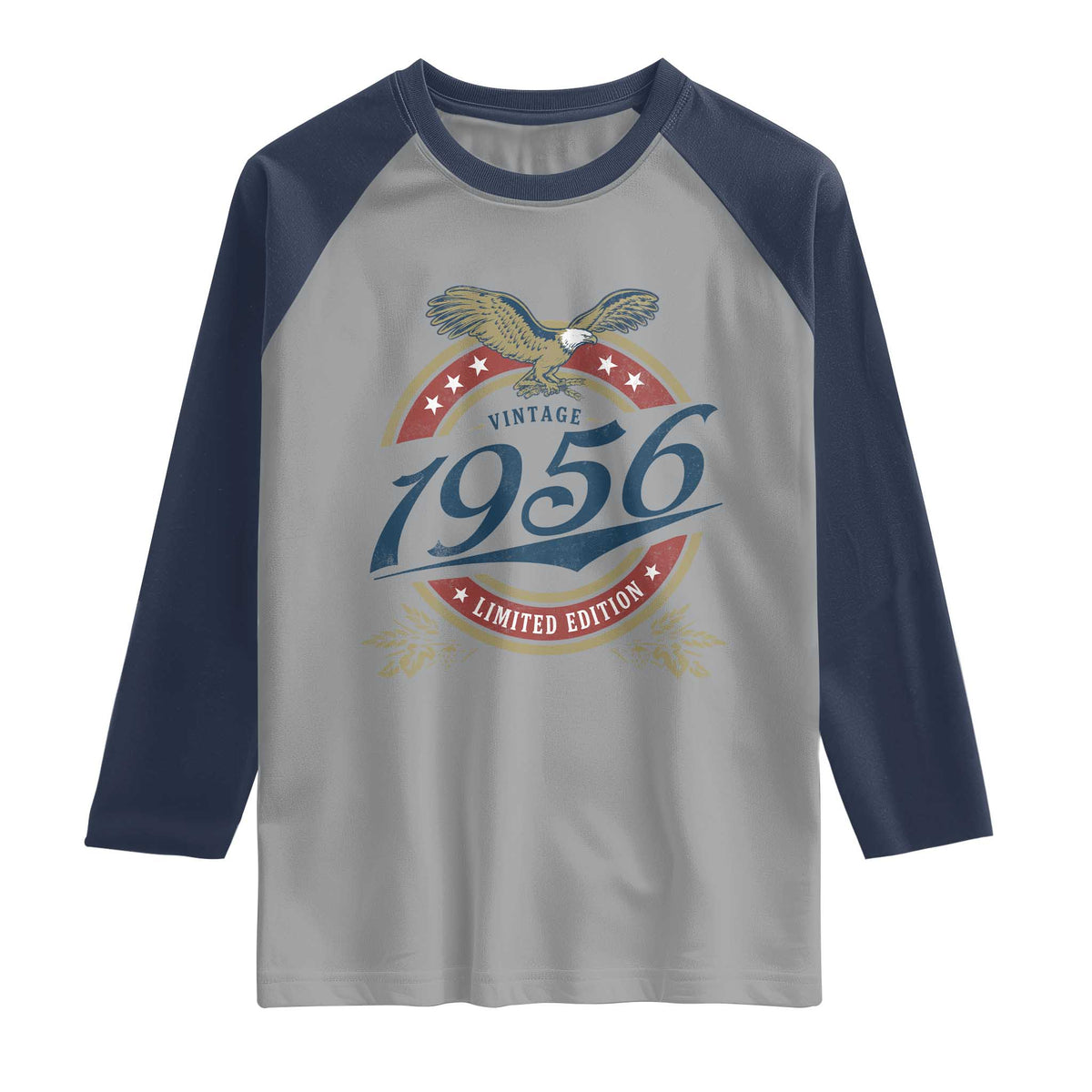 70th Birthday Beer Lover Vintage 1956 Limited Edition Raglan Shirt Bald Eagle