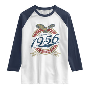 70th Birthday Beer Lover Vintage 1956 Limited Edition Raglan Shirt Bald Eagle