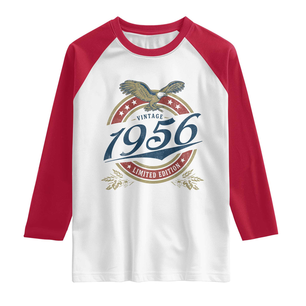 70th Birthday Beer Lover Vintage 1956 Limited Edition Raglan Shirt Bald Eagle