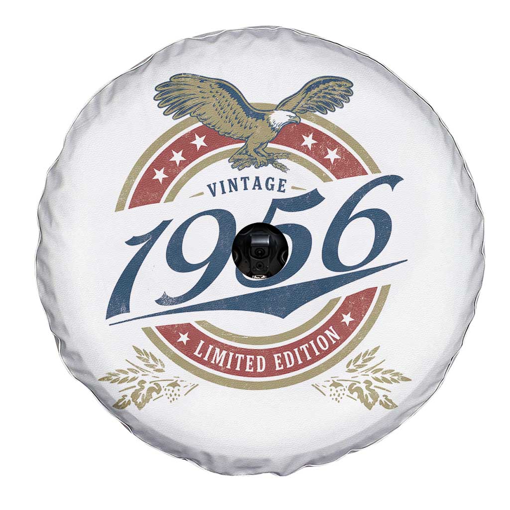 70th Birthday Beer Lover Vintage 1956 Limited Edition Spare Tire Cover Bald Eagle
