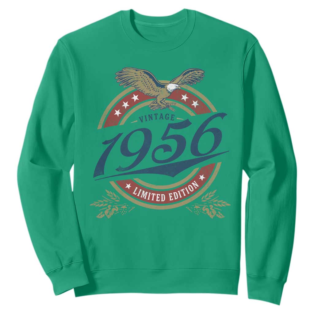 70th Birthday Beer Lover Vintage 1956 Limited Edition Sweatshirt Bald Eagle