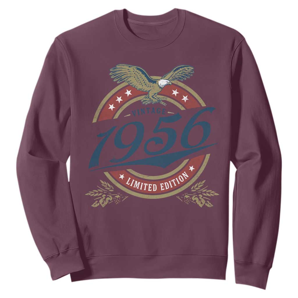 70th Birthday Beer Lover Vintage 1956 Limited Edition Sweatshirt Bald Eagle