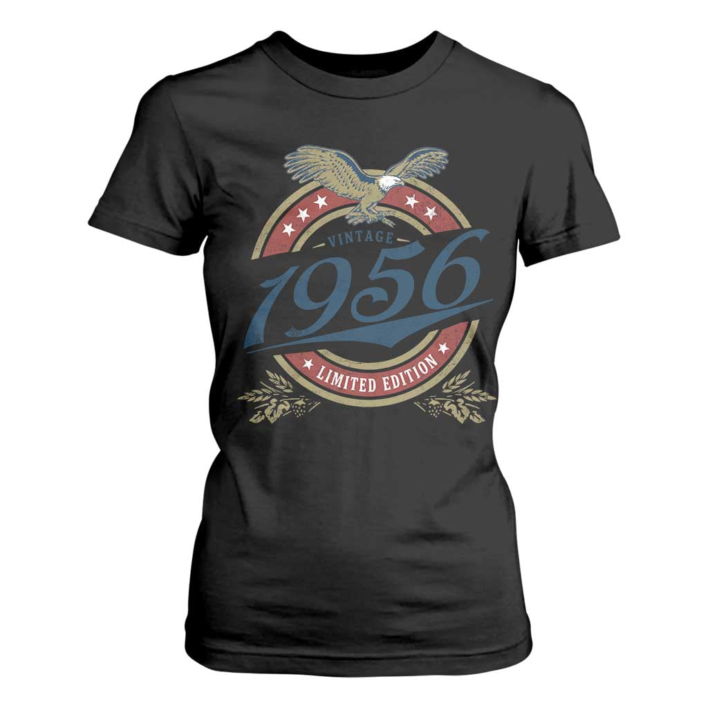 70th Birthday Beer Lover Vintage 1956 Limited Edition T Shirt For Women Bald Eagle