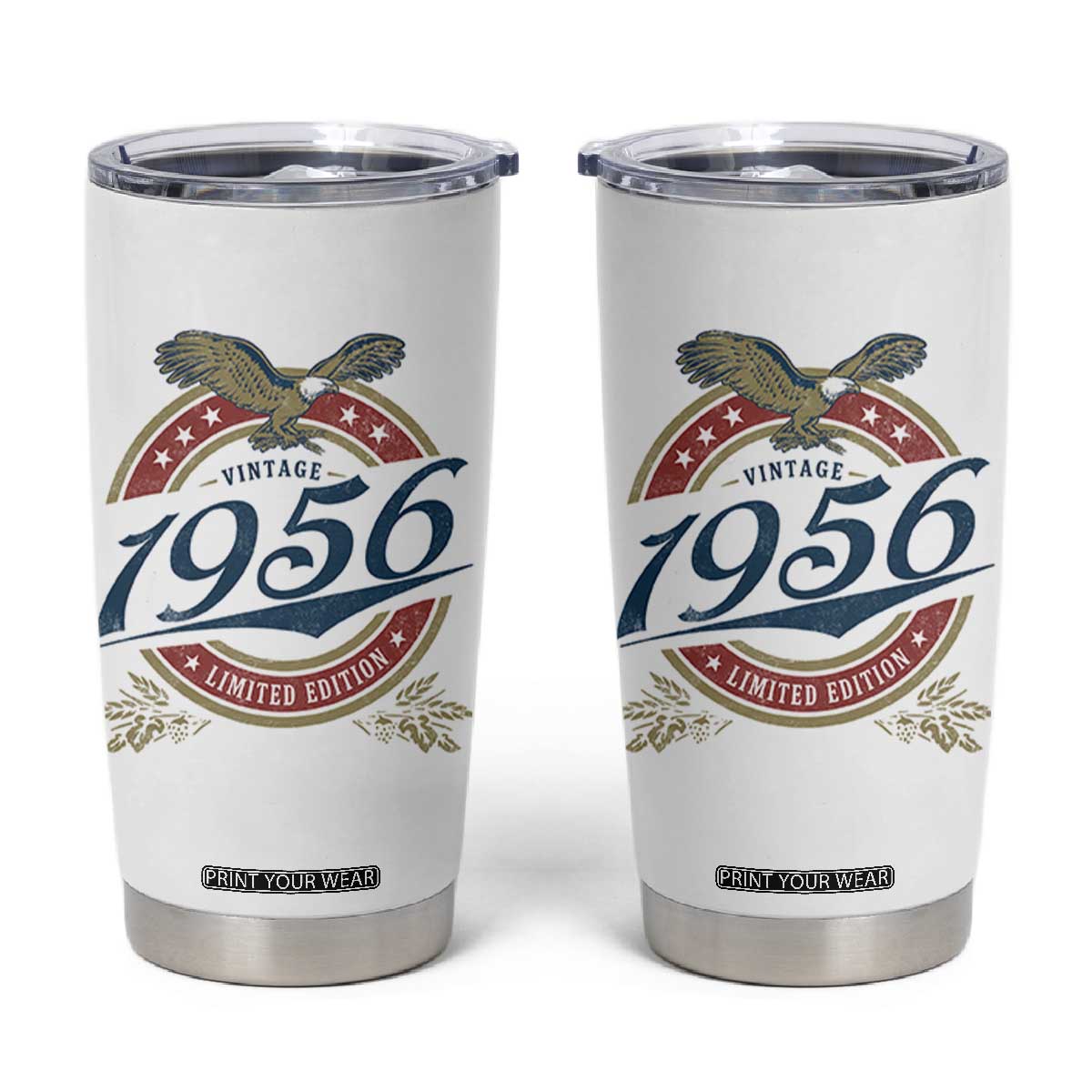 70th Birthday Beer Lover Vintage 1956 Limited Edition Tumbler Cup Bald Eagle