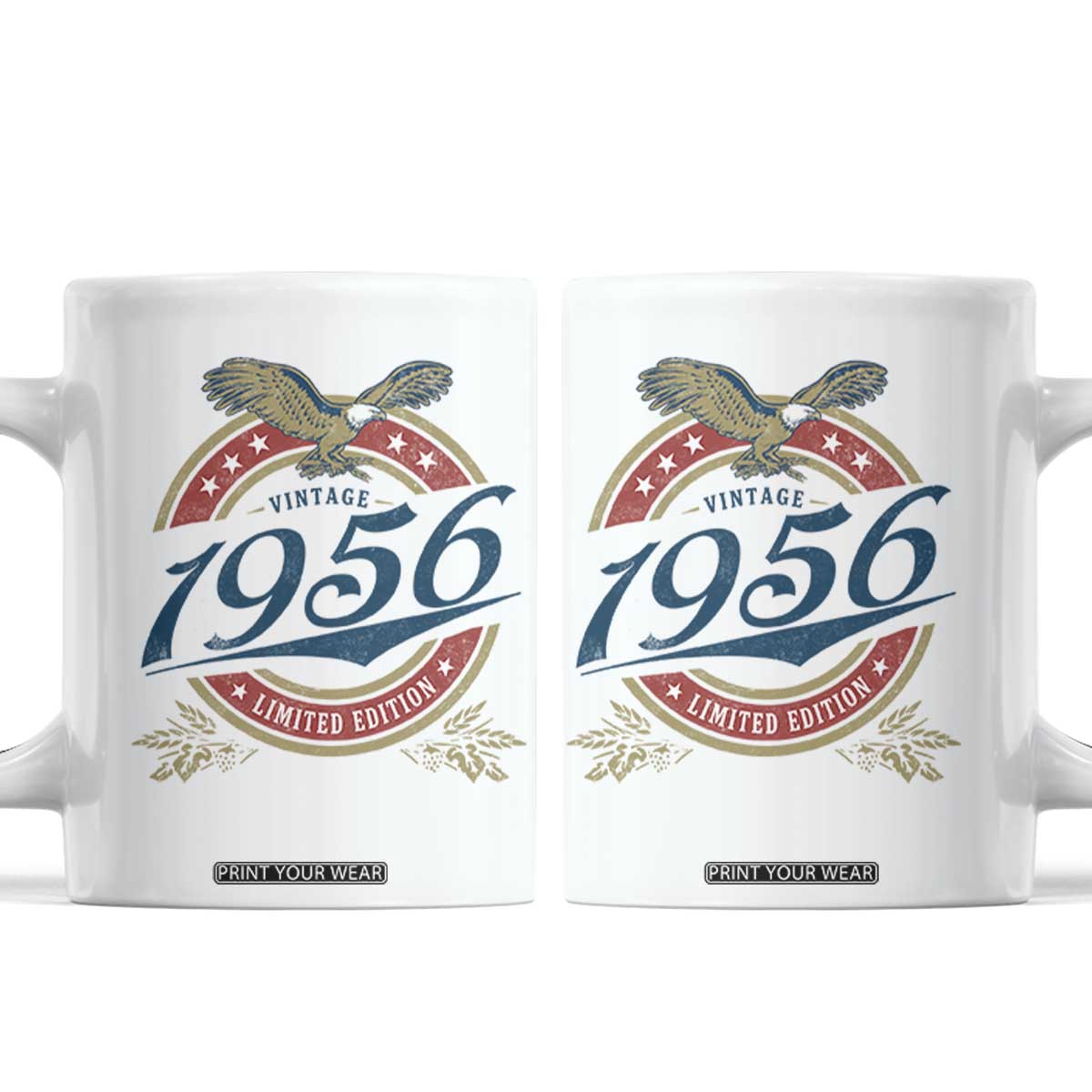 70th Birthday Beer Lover Vintage 1956 Limited Edition Coffee Mug Bald Eagle TS11 White Print Your Wear