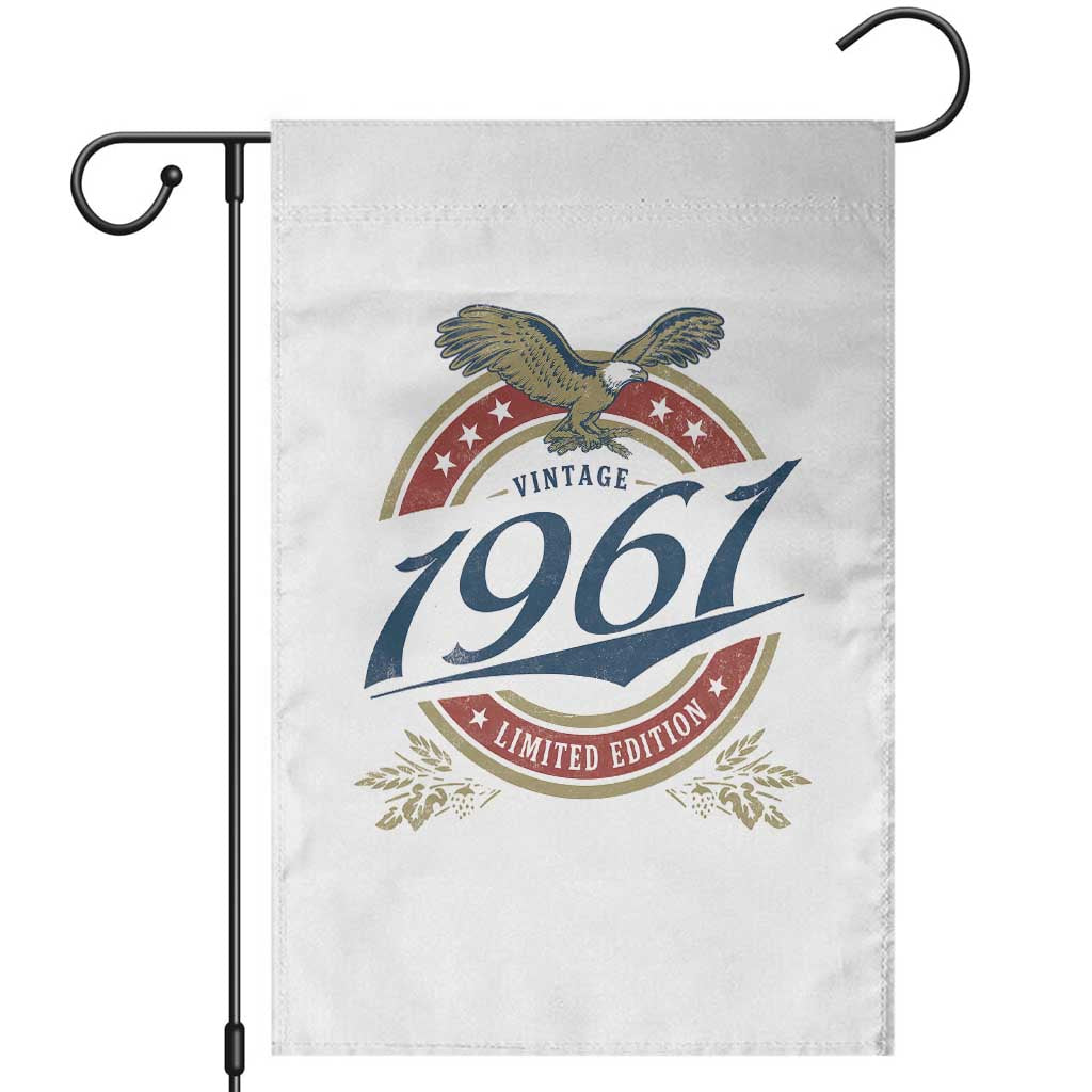 65th Birthday Beer Lover Vintage 1961 Limited Edition Garden Flag Bald Eagle TS11 White Print Your Wear