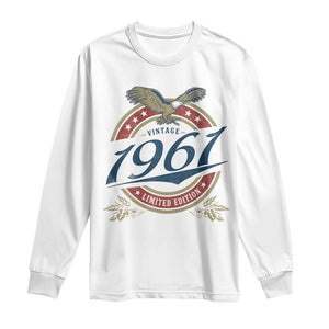 65th Birthday Beer Lover Vintage 1961 Limited Edition Long Sleeve Shirt Bald Eagle