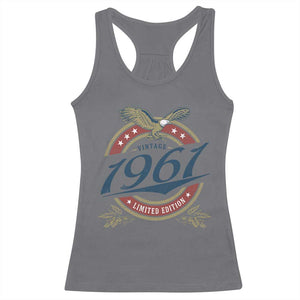 65th Birthday Beer Lover Vintage 1961 Limited Edition Racerback Tank Top Bald Eagle