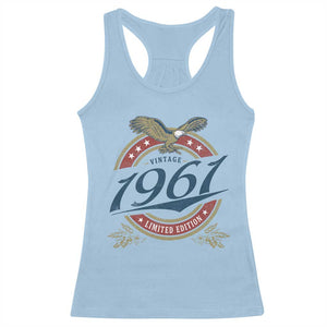 65th Birthday Beer Lover Vintage 1961 Limited Edition Racerback Tank Top Bald Eagle