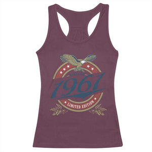65th Birthday Beer Lover Vintage 1961 Limited Edition Racerback Tank Top Bald Eagle