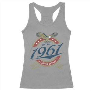 65th Birthday Beer Lover Vintage 1961 Limited Edition Racerback Tank Top Bald Eagle