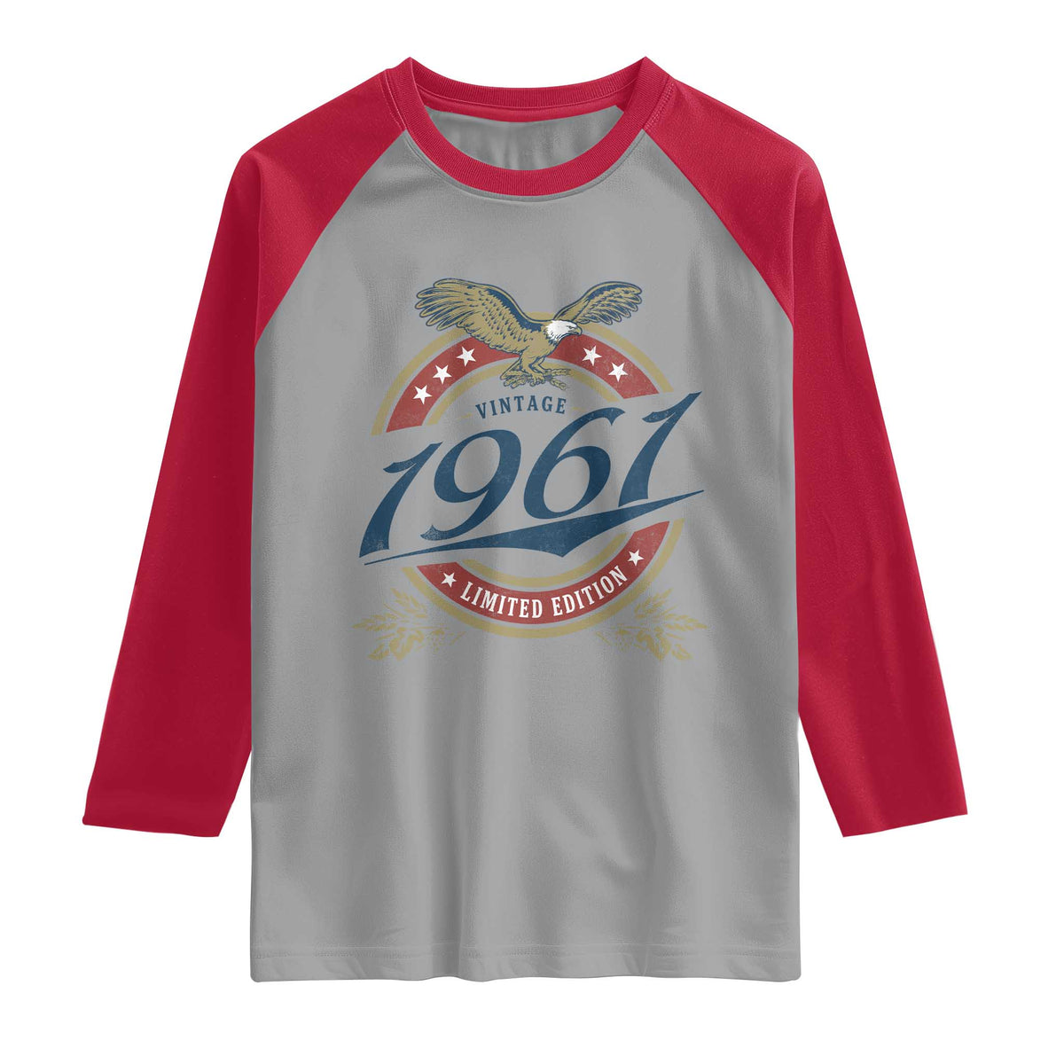 65th Birthday Beer Lover Vintage 1961 Limited Edition Raglan Shirt Bald Eagle