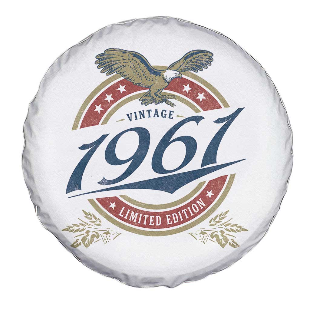 65th Birthday Beer Lover Vintage 1961 Limited Edition Spare Tire Cover Bald Eagle