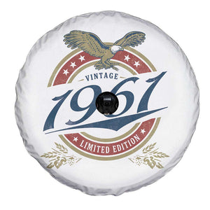65th Birthday Beer Lover Vintage 1961 Limited Edition Spare Tire Cover Bald Eagle