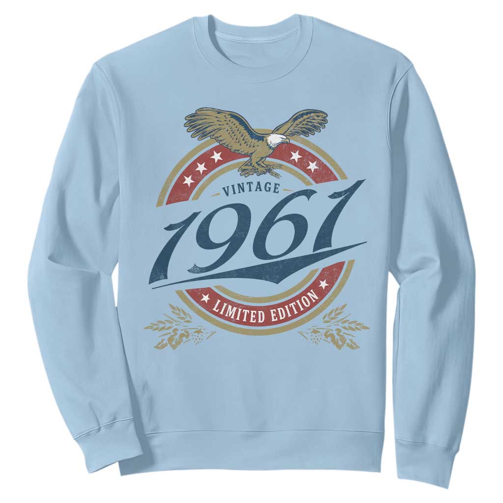65th Birthday Beer Lover Vintage 1961 Limited Edition Sweatshirt Bald Eagle